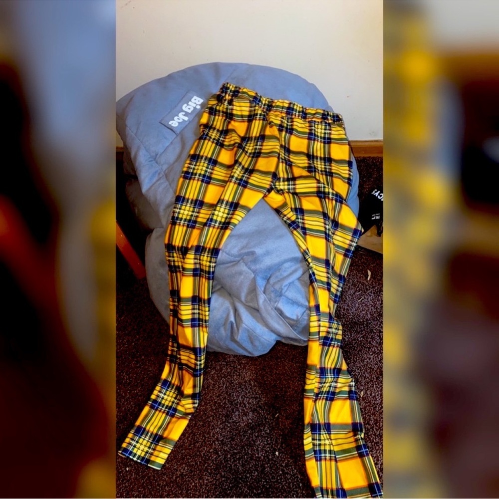 Yellow and Black Skinny Plaid Pants